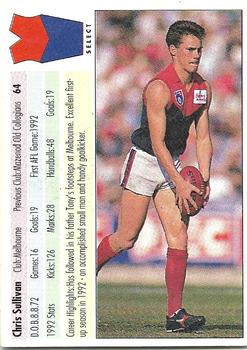1993 Select AFL #64 Chris Sullivan Back